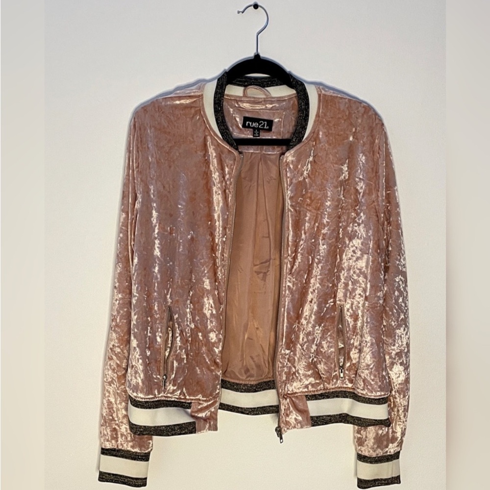 Pink Velvet Women’s Jacket With Zipper